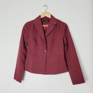 Gloria Blazer Suit Jacket Red Single Button Stretch Cotton Blend Business Office